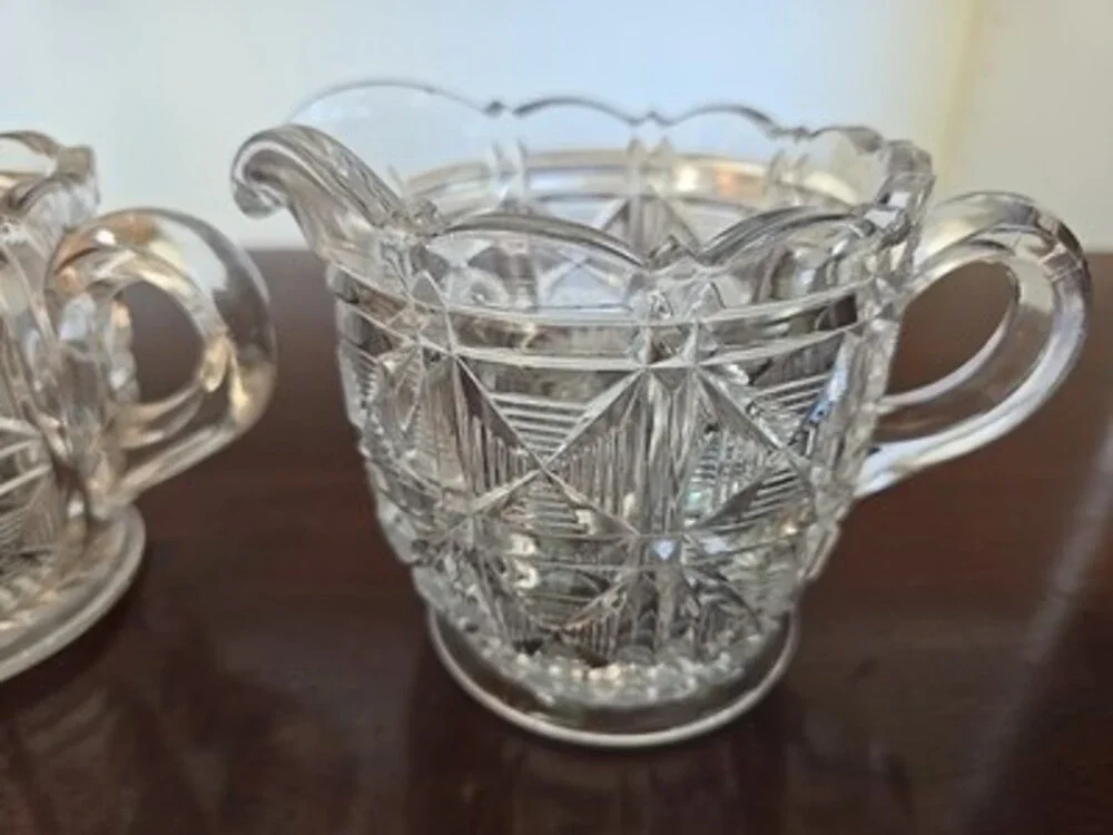 Antique Creamer & Sugar 1920's Roman Cross  Rare